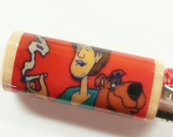 Shaggy Scooby Doo Joint Wood Lighter Case Holder Sleeve Cover Fits Bic Lighters