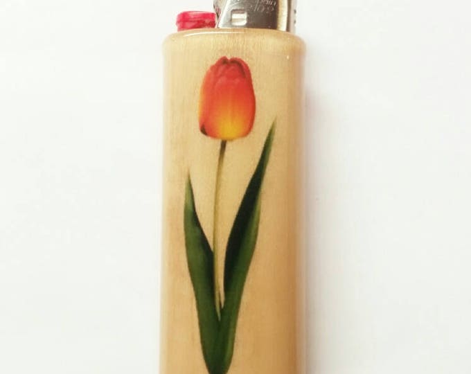 Tulip Tulips Wood Lighter Case Holder Sleeve Cover Fits Bic Lighters