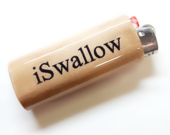 I Swallow iSwallow Funny Wood Lighter Case Holder Sleeve Cover Fits Bic Lighters