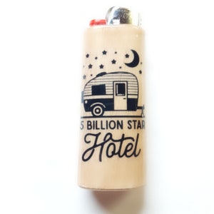 Camping Camper 5 Billion Star Hotel Lighter Case Holder Sleeve Cover Fits Bic Lighters