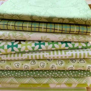 Spring Greens FQ bundle of 10 #2010  Variety of Designers