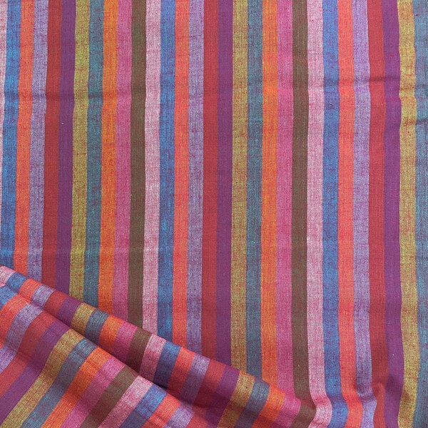 Narrow  Stripe WSGP002 Sunset  -  Orange  Red Pink Green Maroon  Shot Cotton  Kaffe Fassett Collective for Free Spirit