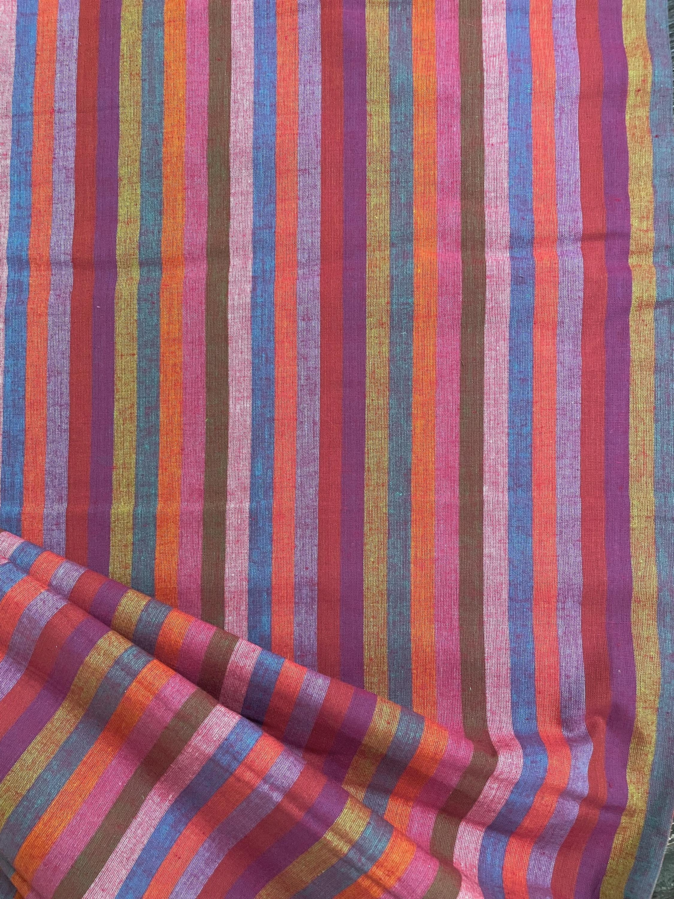 Narrow  Stripe WSGP002 Sunset  -  Orange  Red Pink Green Maroon  Shot Cotton  Kaffe Fassett Collective for Free Spirit