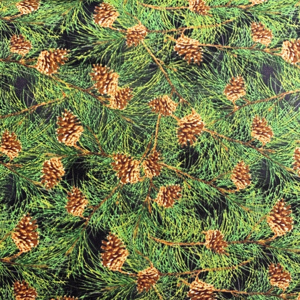 Snow Days 1639-66  Pine Needles and Pine Cones  by Barb Tourtillotte for Henry Glass Fabrics