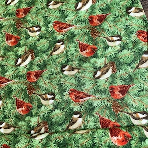 Holiday  Botanical  9553-63  Birds On Pine Branches by Jane Shasky for  Henry Glass Fabrics