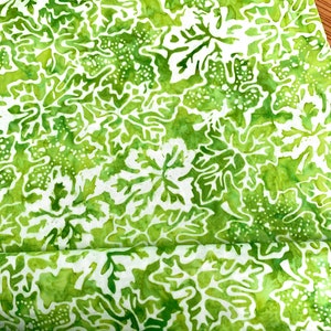 Komo Batik  3627-001   Fresh Green/White Leaves  Choice Fabrics