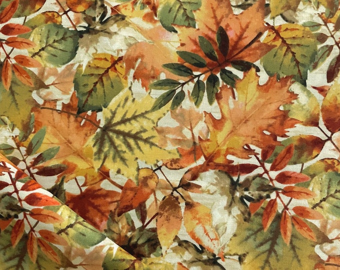 Fall Pattern Cream Fall Into Autumn 7251 33 Cream Tossed Leaves by Art Loft for Studio E ...