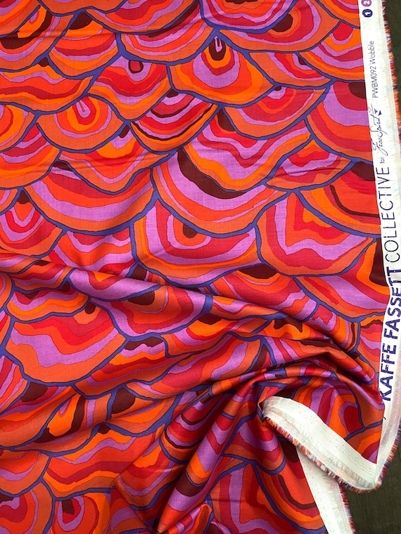 Wobble PWBM092 Red   Orange  Blue Purple   Kaffe Fassett Collective for Free Spirit