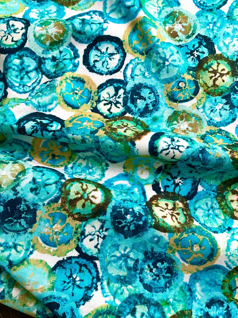 Jade Treasures PWDB049. Jade. Modern Watercolor Circles Medallions Exotic Garden Palace Denise Burkitt for Free Spirit bild 2