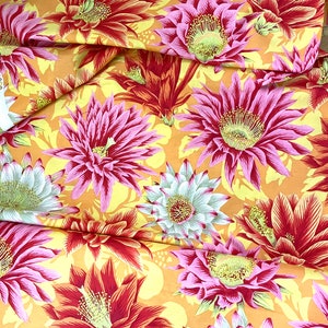 Cactus Flower PWPJ096 Yellow  Large Floral Pink Orange Yellow   Kaffe Fassett Collective for Free Spirit