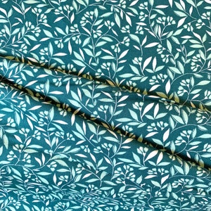 La Florette  CX8097 - Teal  Wind Blossom  Vines Leaves   Michael Miller Fabrics