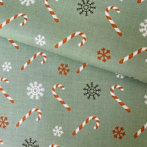 Christmas Memories  5259-11  Vintage Teal Tossed Candy Canes by Lucie Cravatto for Studio E