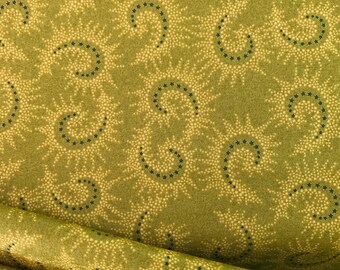 Sage and Sea Glass 1547-66 Starburst Paisley Green   Henry Glass Fabrics