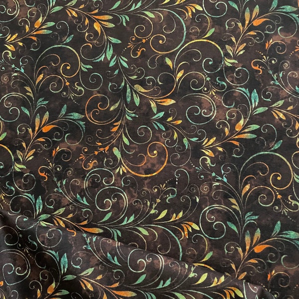 Fall Into Autumn 7254 38 Brown Flourish Vine Swirls   by Art Loft for Studio E