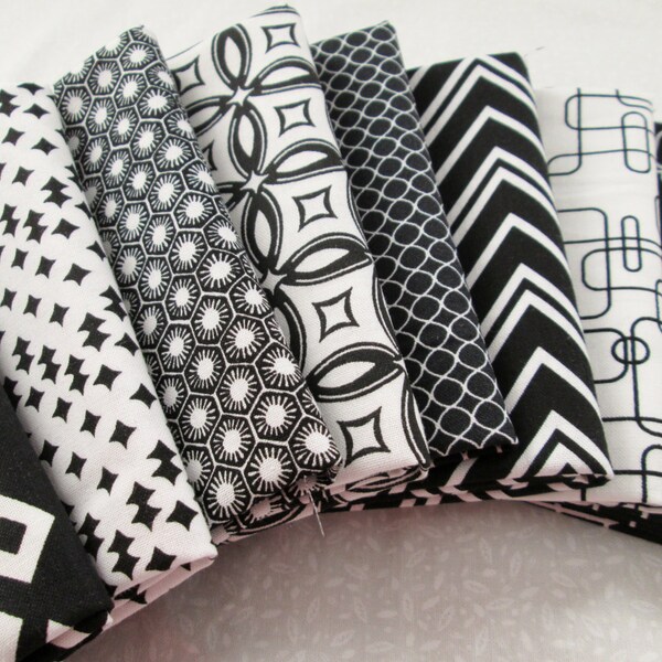 Fat Quarter Bundle of 8....Black and White