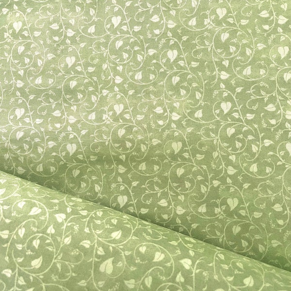 Lavender Garden  9875 66  Small Vines Green Henry Glass Fabrics