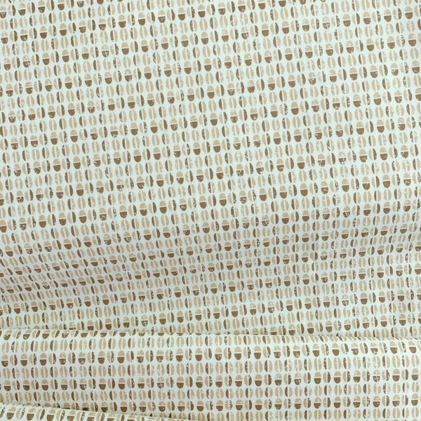 Micro Coffee Beans 8875-07 White/Tan  Greta Lynn for Kanvas  in association with Benartex