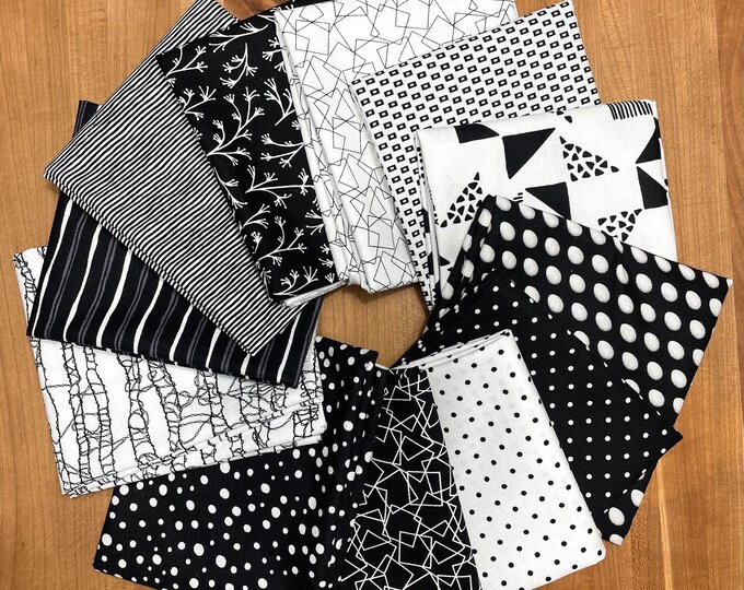 Black White Fat Quarter Bundle of 12 Variety Fabrics Etsy