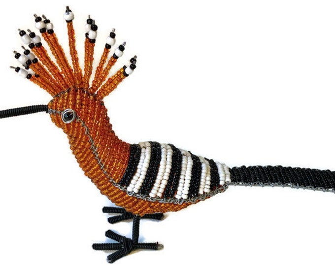 African Fair Trade Beaded Hoopoe Bird Wireworx Wire and Glass Beaded