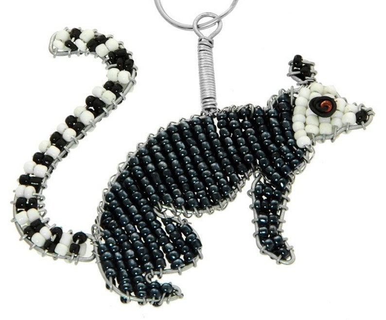 Beaded Lemur Keychain or Zipper Pull African Beaded Animal | Etsy