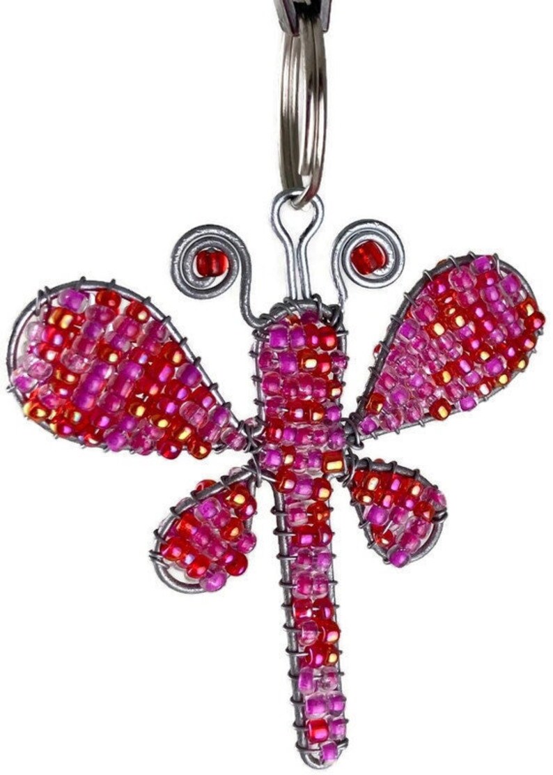 Beaded Dragonfly Keychain or Zipper Pull African Beaded Etsy