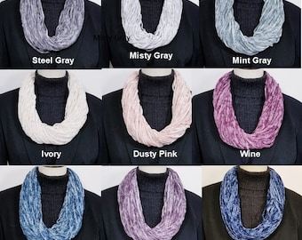 Purple Solid and Patterned Flutter Scarf Lightweight Women Accessory
