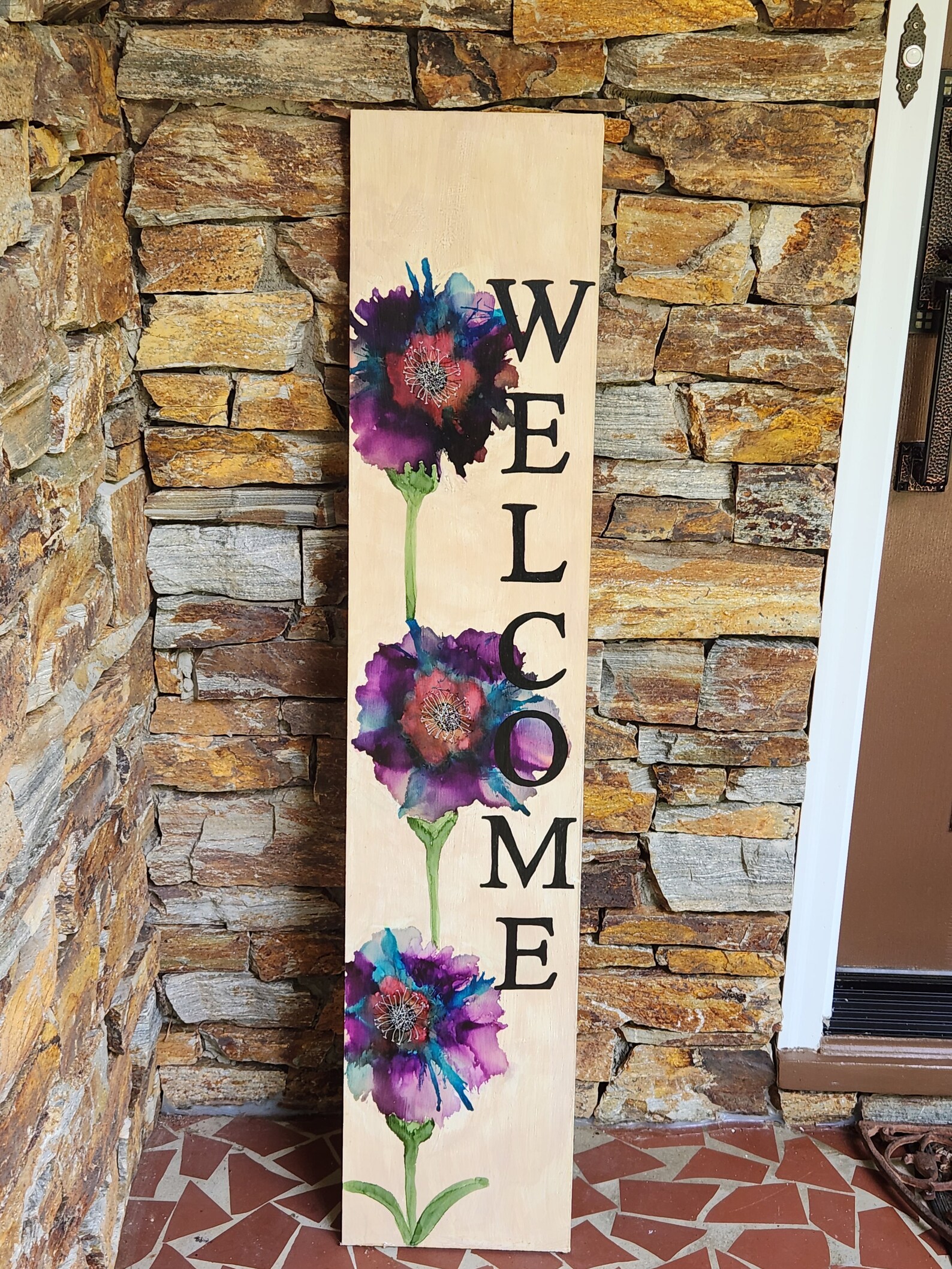 Outside Welcomesign Hand Painted and Lettered Outdoor Welcome Sign for Front Porch Leaner ...