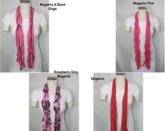 Magenta Solid and Patterned Flutter Scarf Lightweight Women Accessory