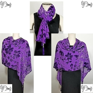 Lila Burnout samt Poncho Schal Frauen abnehmbare Quasten wickeln Schal