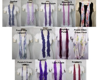 Purple Solid and Patterned Flutter Scarf Lightweight Women Accessory