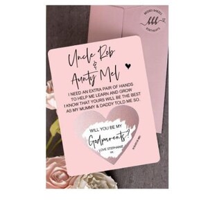 Will You Be My Godmother Godfather Godparents Rose Gold Scratch off Heart Card Personalised