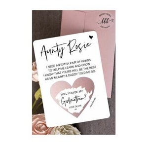 Personalised Will You Be My Godmother Godparents Scratch off Card Scratchy Rose Gold Heart Scratch