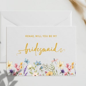 Wildflower Cards, Personalised proposal cards, will you be my bridesmaid, bridesmaid cards, wedding card
