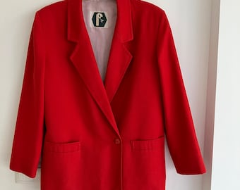 Vintage Red Blazer 90s, Woman Red Blazer, Double-breasted Blazer , Red Jacket, Oversized Blazer Size 38/M
