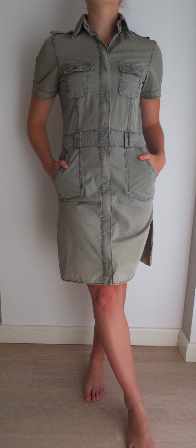 90s Shirt Dress Vintage Olive Green 