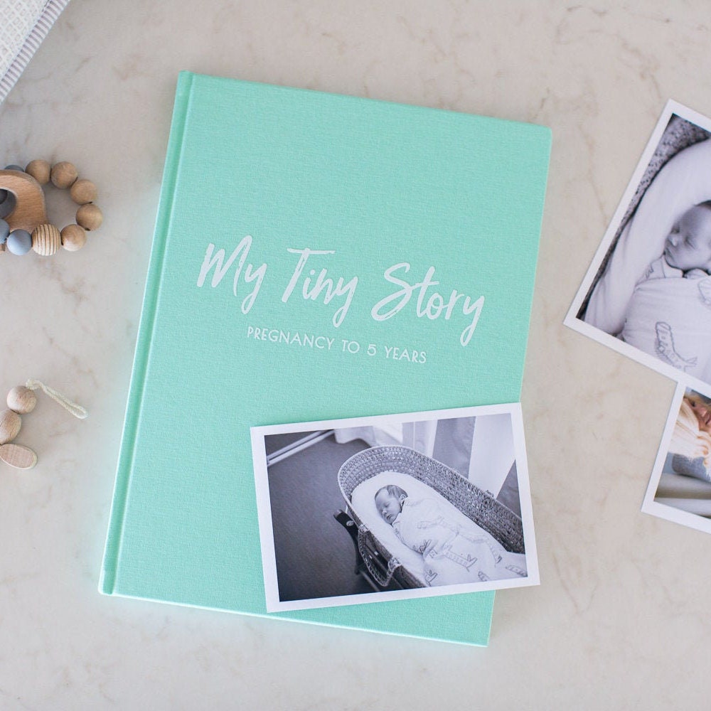 Baby Memory Book Grey Mint or Pink Baby Journal Etsy Australia