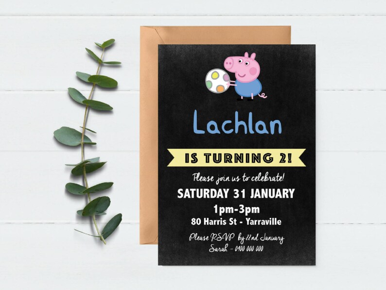 Peppa Pig Invitation George Peppa Pig Peppa Pig Party Etsy