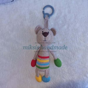 Gehaakte speelgoed-rammelaar teddybeer, beige/veelkleurig, 0 + maanden
