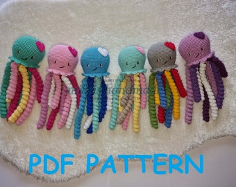 Crochet Happy Octopus toy PATTERN, preemies Octopus PATTERN, PDF Eng/Ru