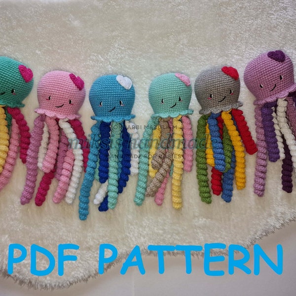 Crochet Happy Octopus toy PATTERN, preemies Octopus PATTERN, PDF Eng/Ru