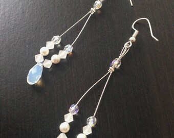 Bridal earrings or evening swarovski white and clear