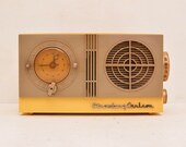 Stromberg Carlson Yellow Table Alarm Clock Radio C-3 Tube Amp Bakelite 1950s Free Shipping