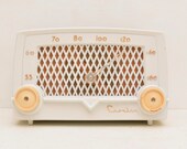 Crosley E-10 WE White Tube Radio 1950s Mid Century Modern Hollywood Regency Gold Free Shipping