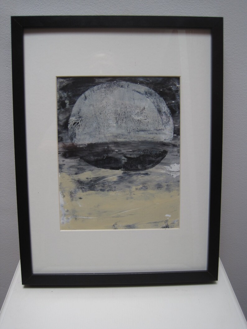 blue moon art blue gold art original art blue moon print woman moon blue art mother moon doll