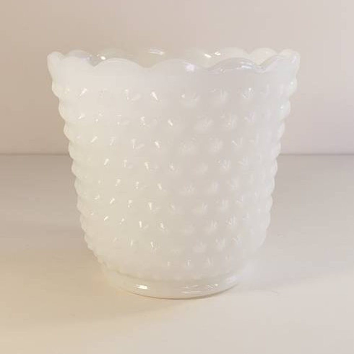 Fire King Milk Glass Hobnail Mid Century 1950's Planter Etsy