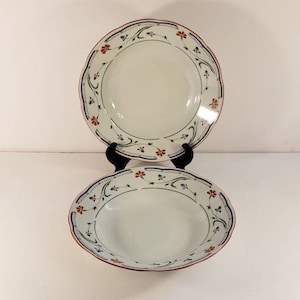 Antique Double Sided Handled Serving Dish Lobster Bowl Butterfly Shaped Dish Red Floral Motif Red Luster Ware Trim Deep Textured Scallops