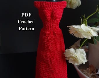 Häkelanleitung Modepuppenkleid PDF Rotes Kleid