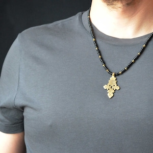 Gold Ethiopian Cross Necklace - Bronze Coptic Cross - Orthodox Pendant