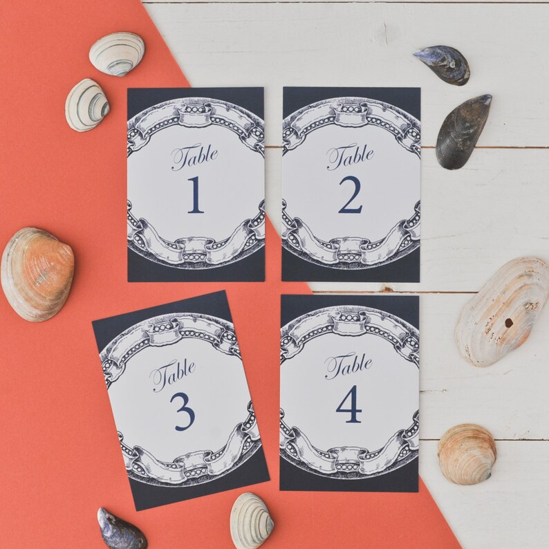 print your own PDF digital file Nautical Navy Table Names
