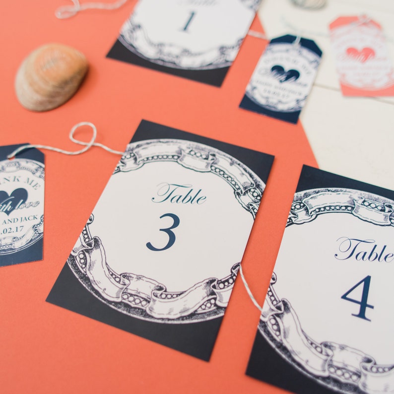 print your own PDF digital file Nautical Navy Table Names